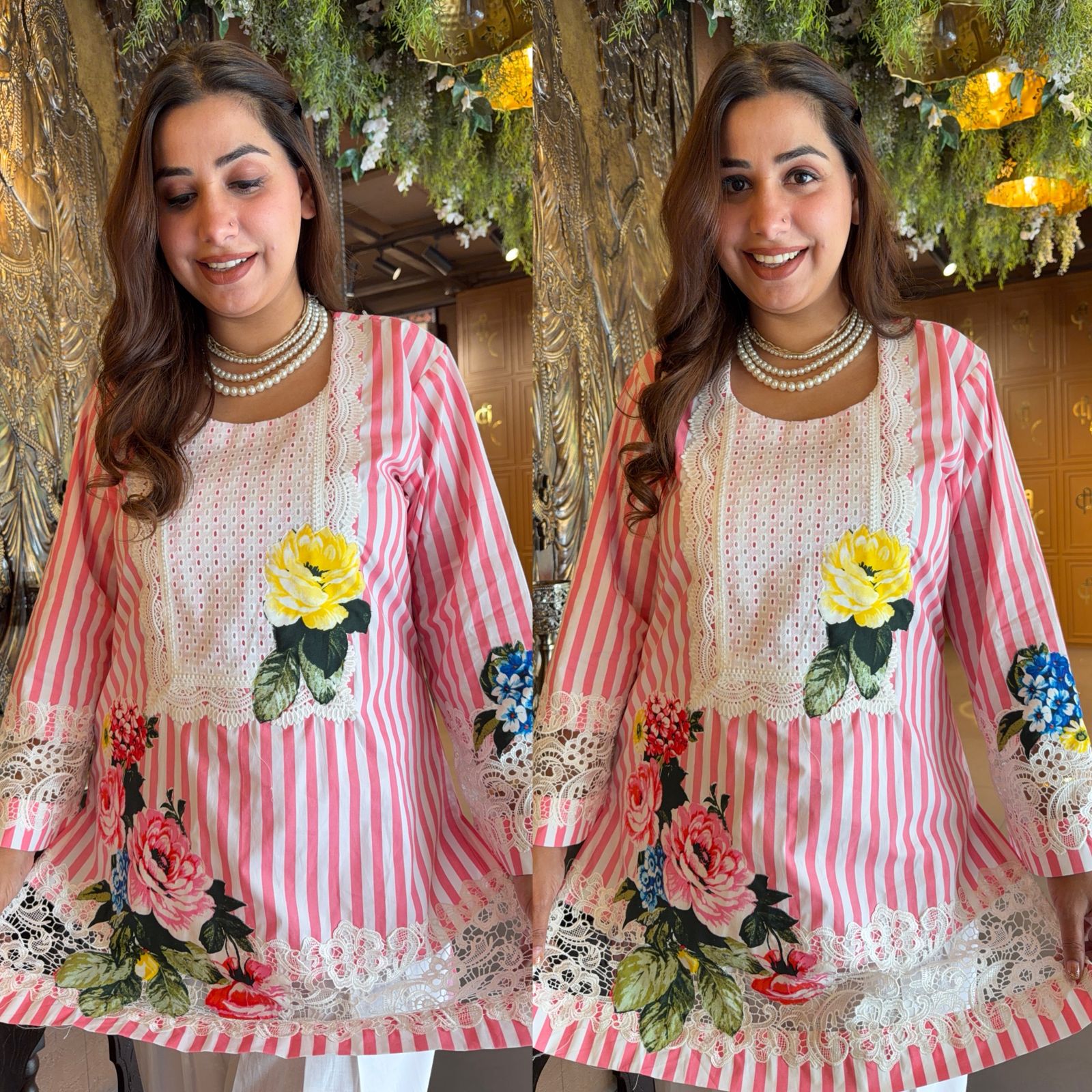 Pink striped Coord suit set