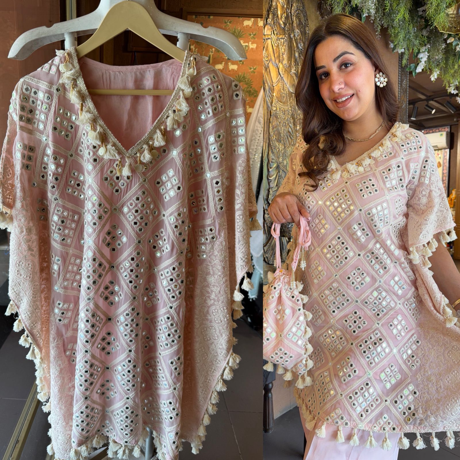 Dreamy blush pink kaftan set