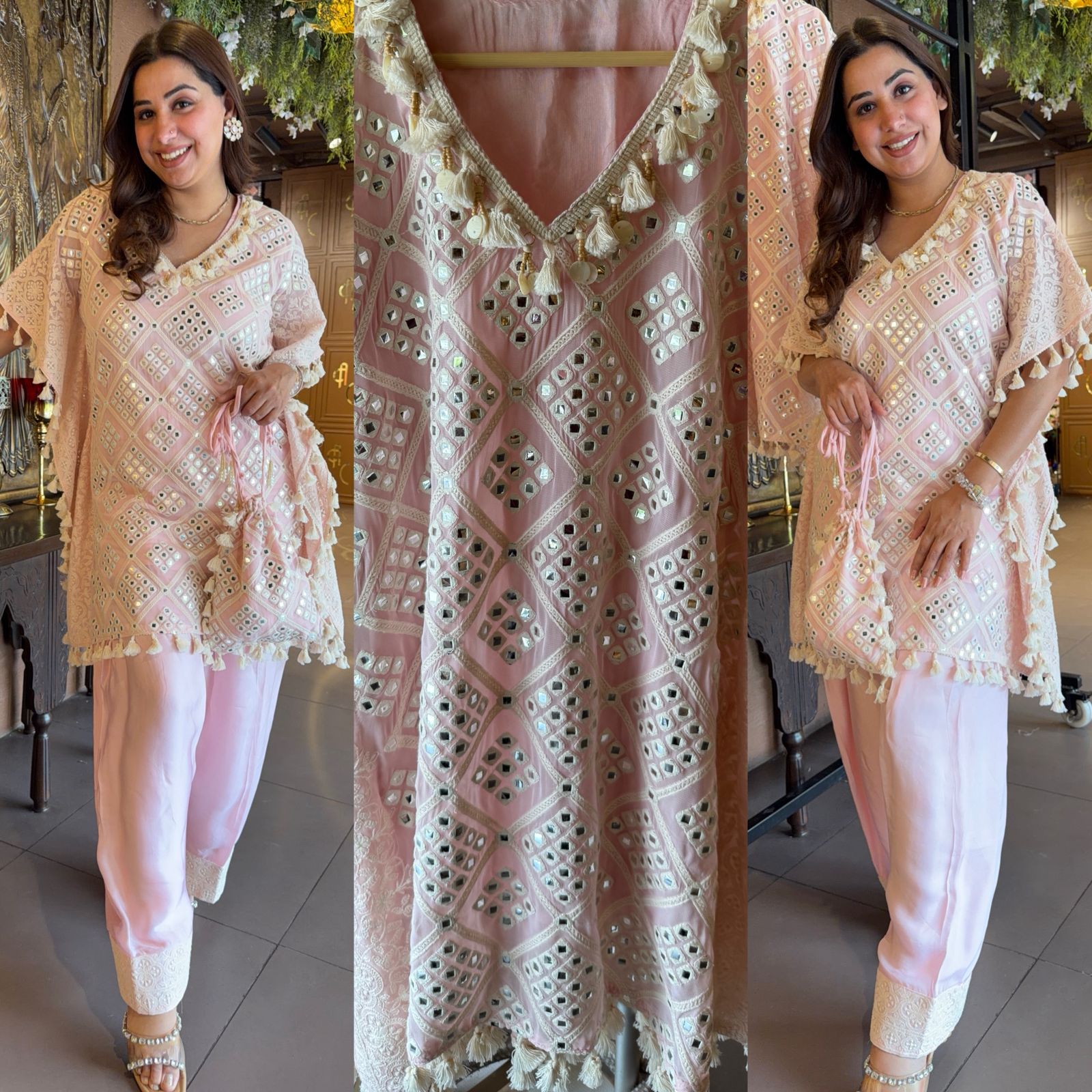 Dreamy blush pink kaftan set