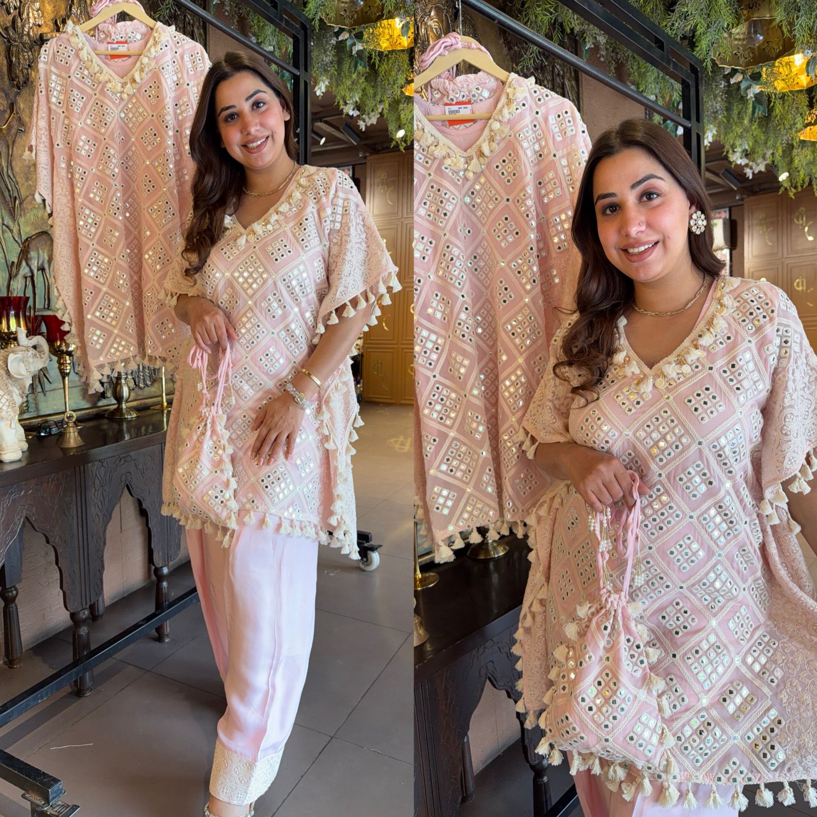 Dreamy blush pink kaftan set