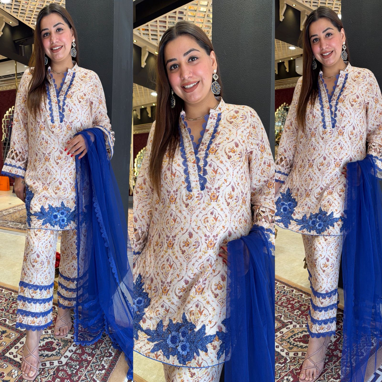 Ivory Floral Printed Kurta Set