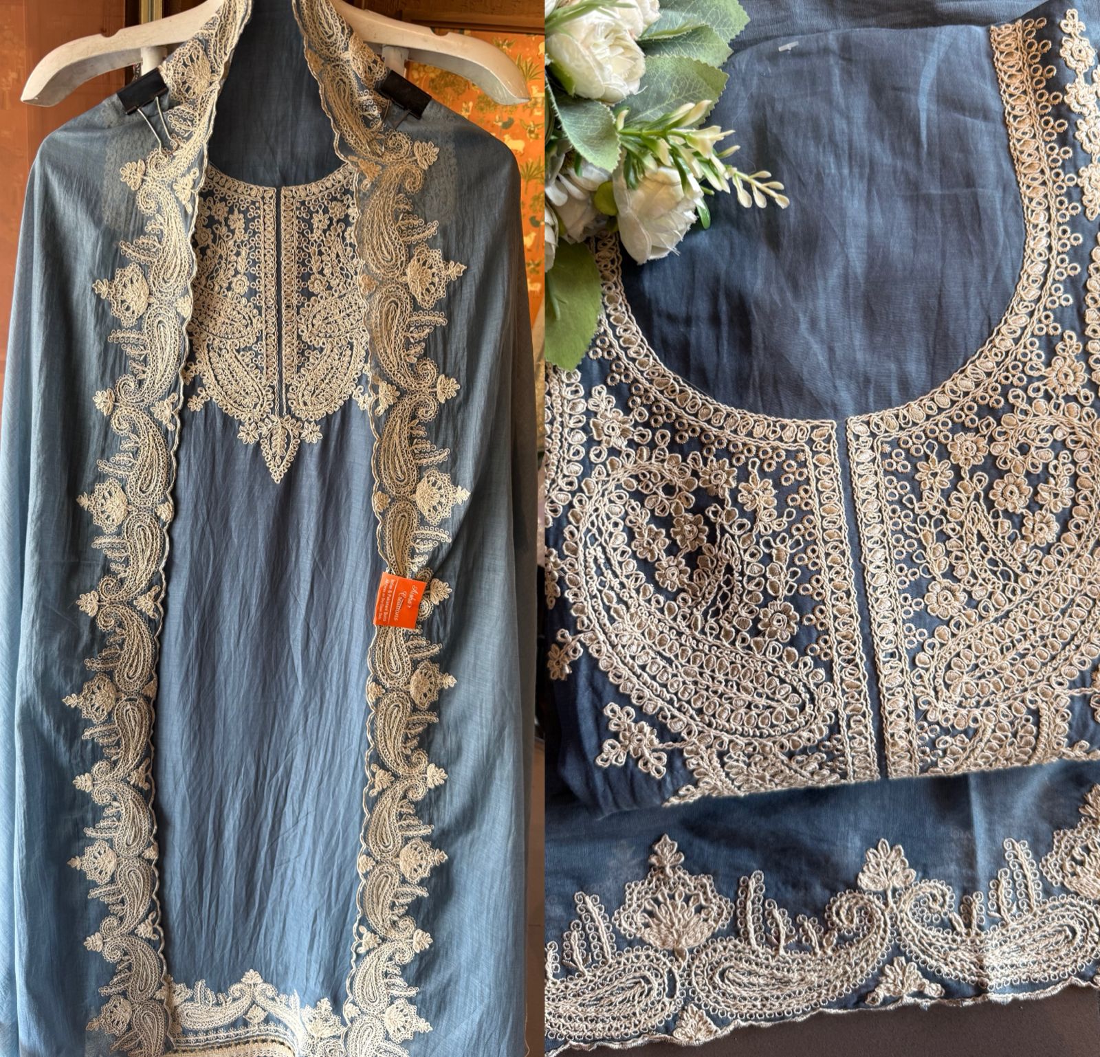 Mul cotton unstitched kurta