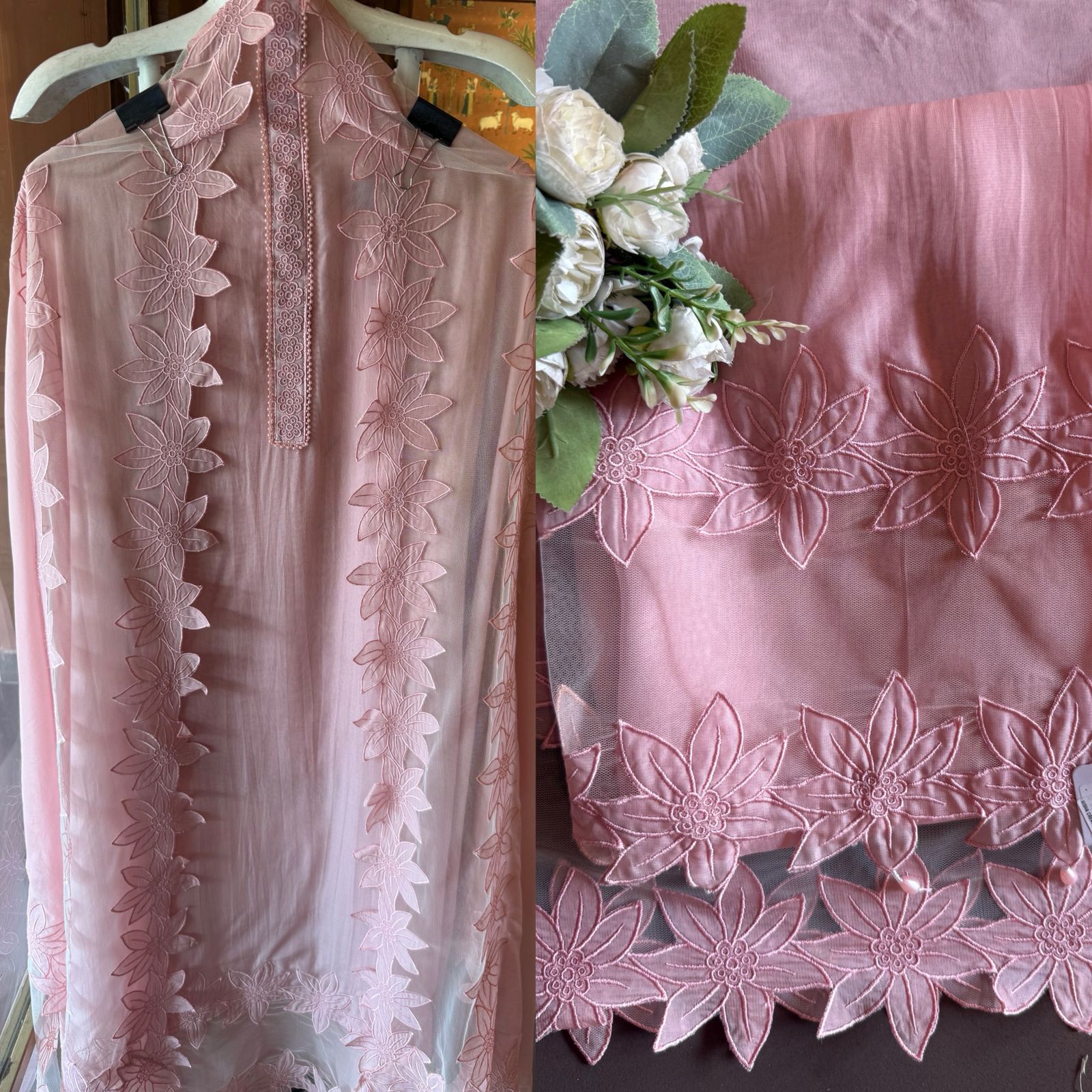Pink Organza Suit Set