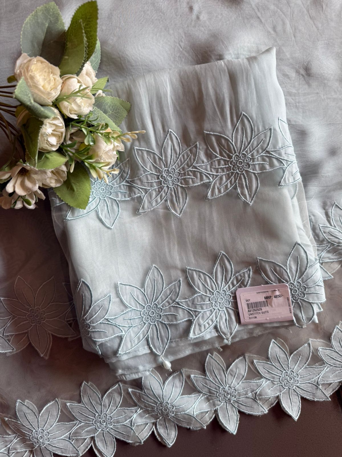 Ice blue Organza Suit Set