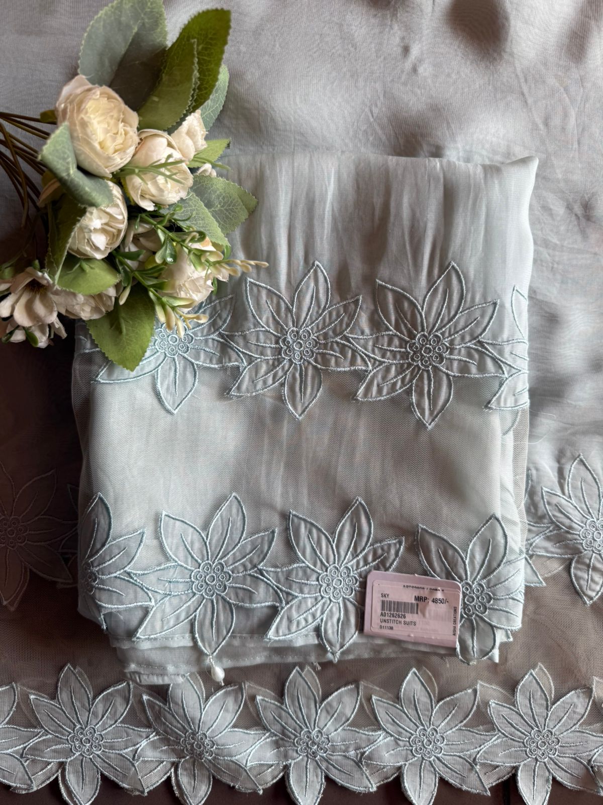 Ice blue Organza Suit Set