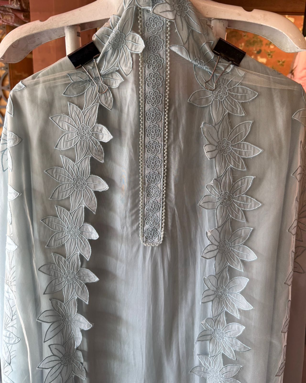 Ice blue Organza Suit Set