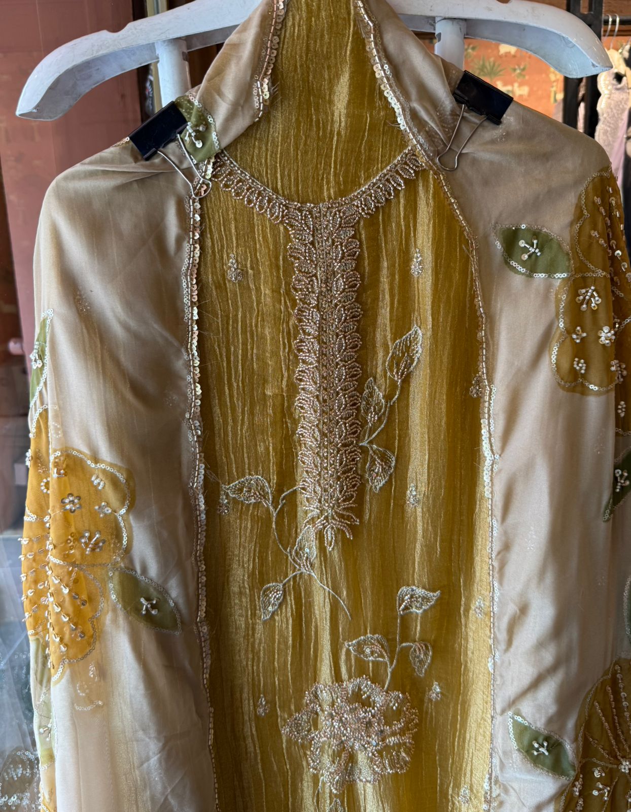 Floral Handwork unstitched Suit Set