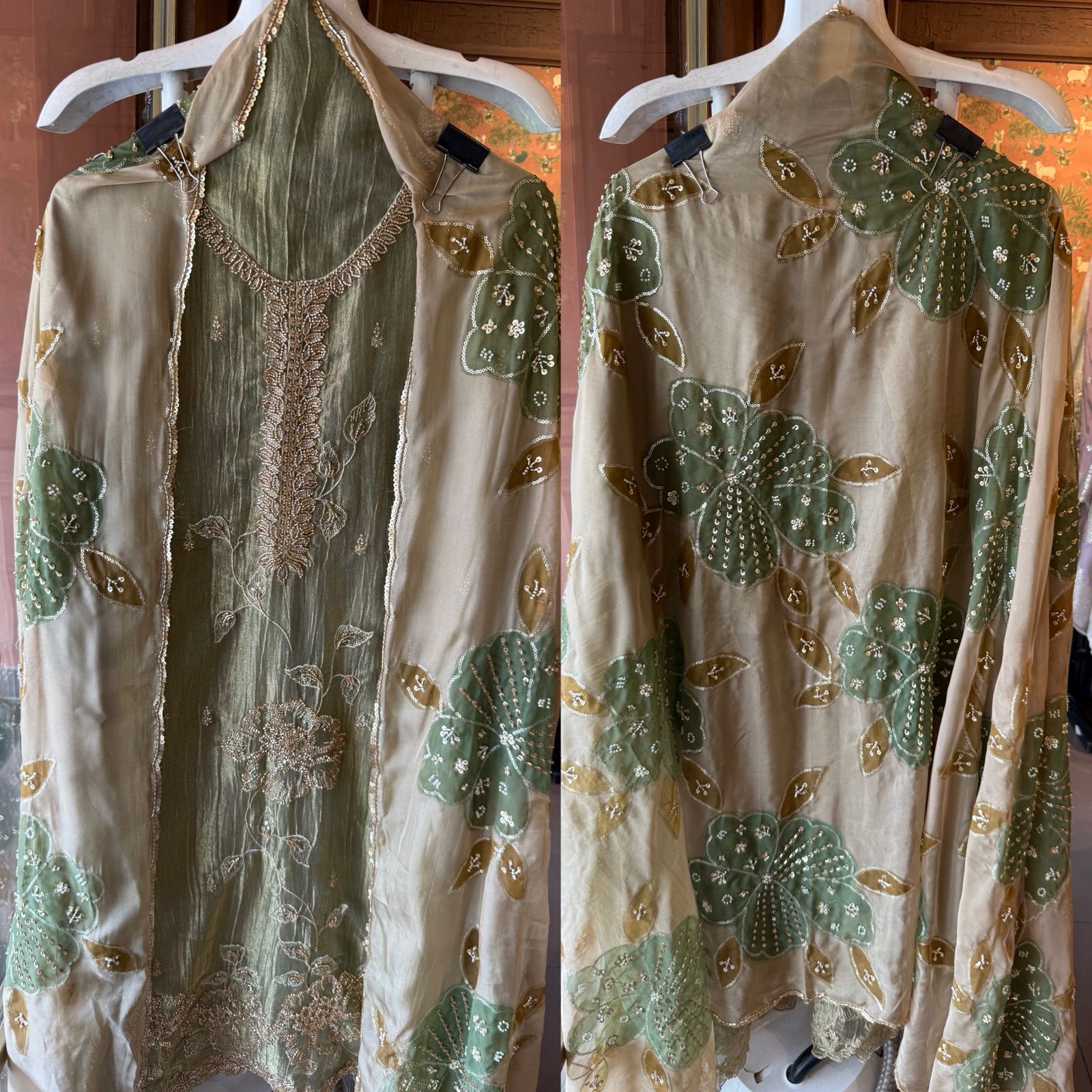 Floral Handwork unstitched Suit Set