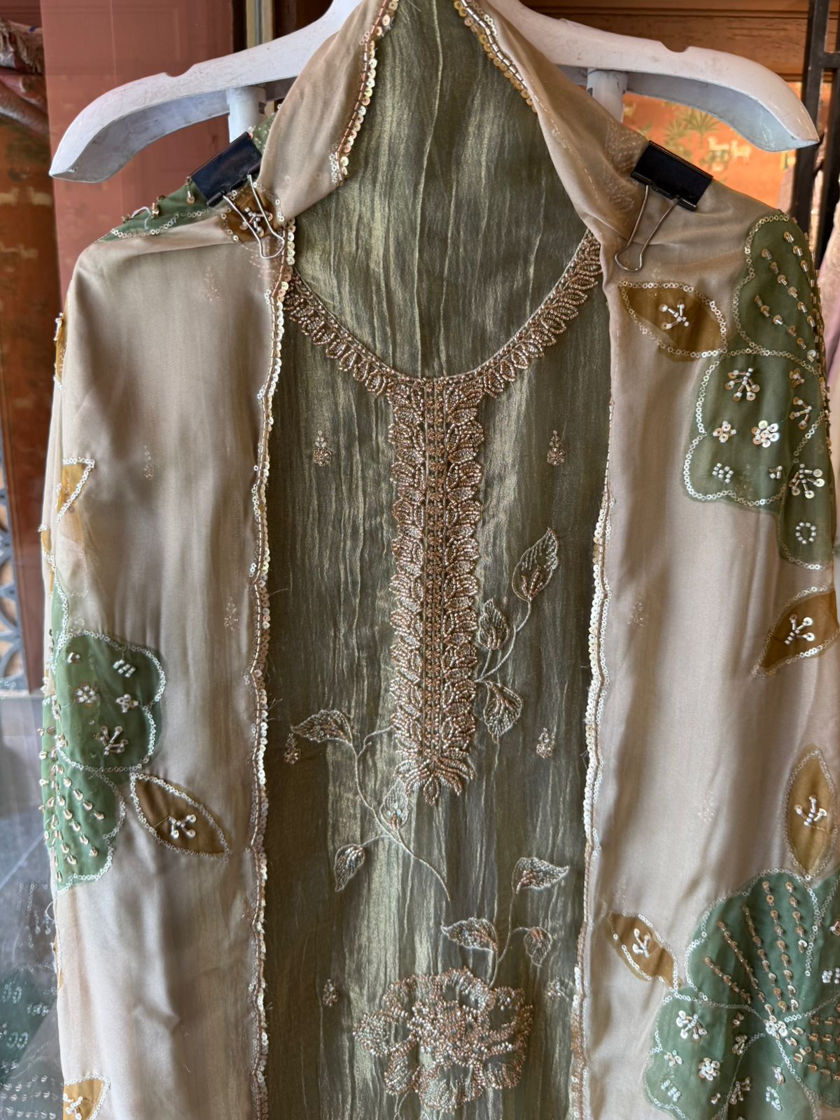 Floral Handwork unstitched Suit Set