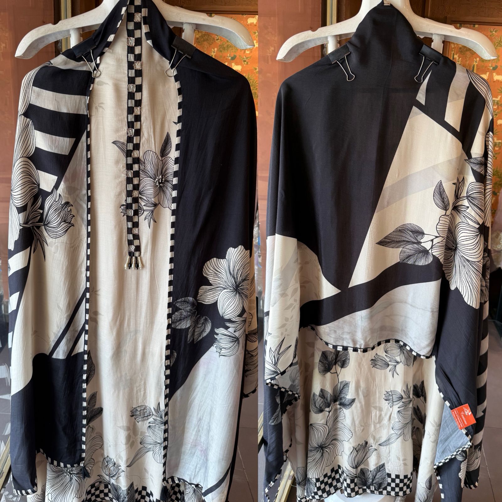 Black & Ivory Floral Digital Printed Suit