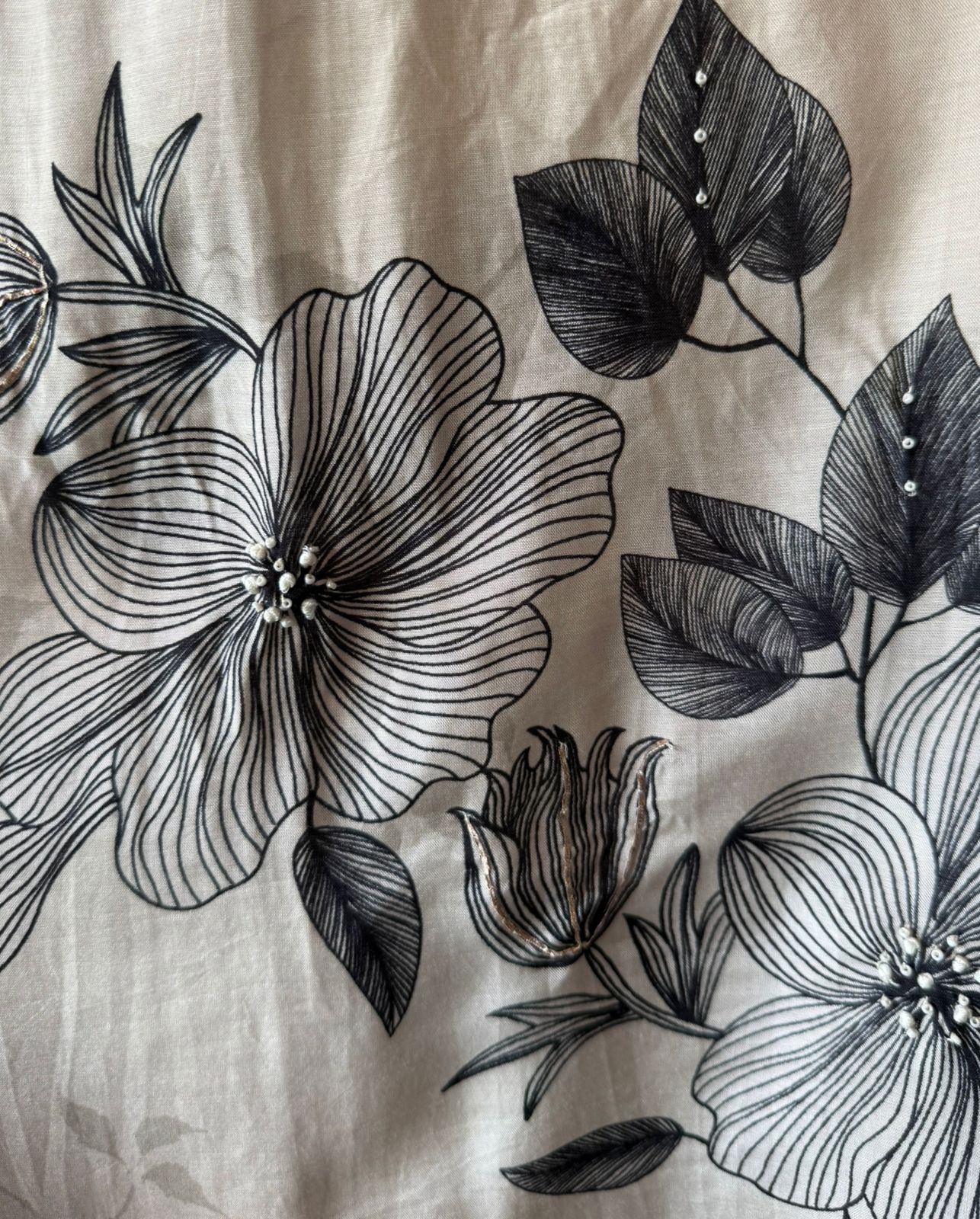 Black & Ivory Floral Digital Printed Suit