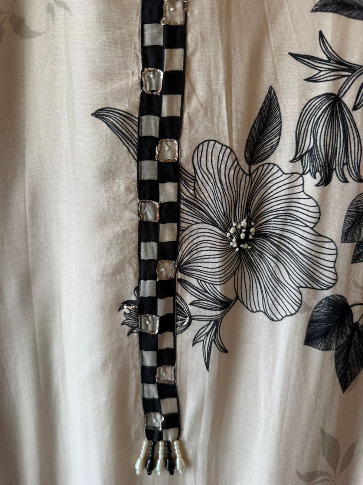 Black & Ivory Floral Digital Printed Suit