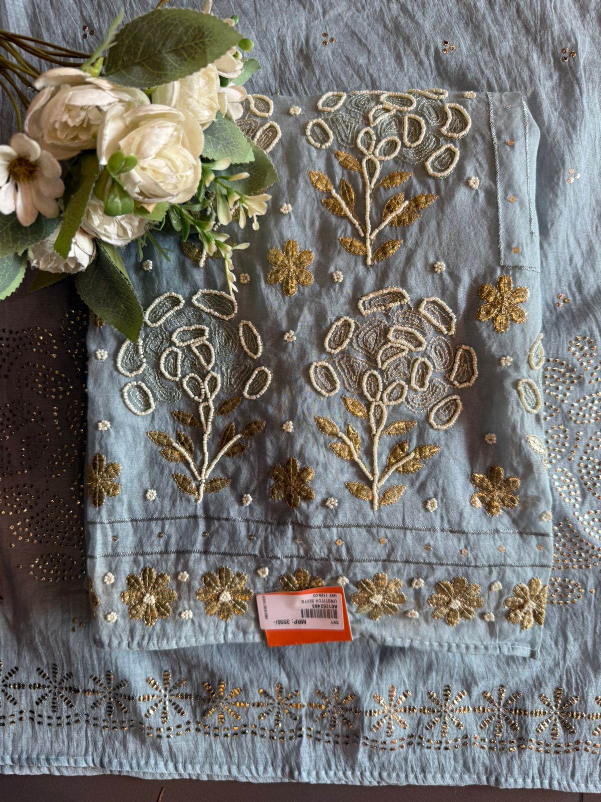 Intricate floral embroidery elegant suit set