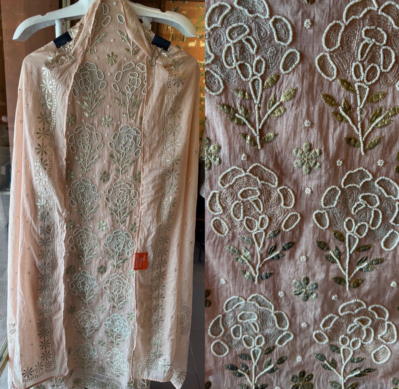 Intricate floral embroidery elegant suit set
