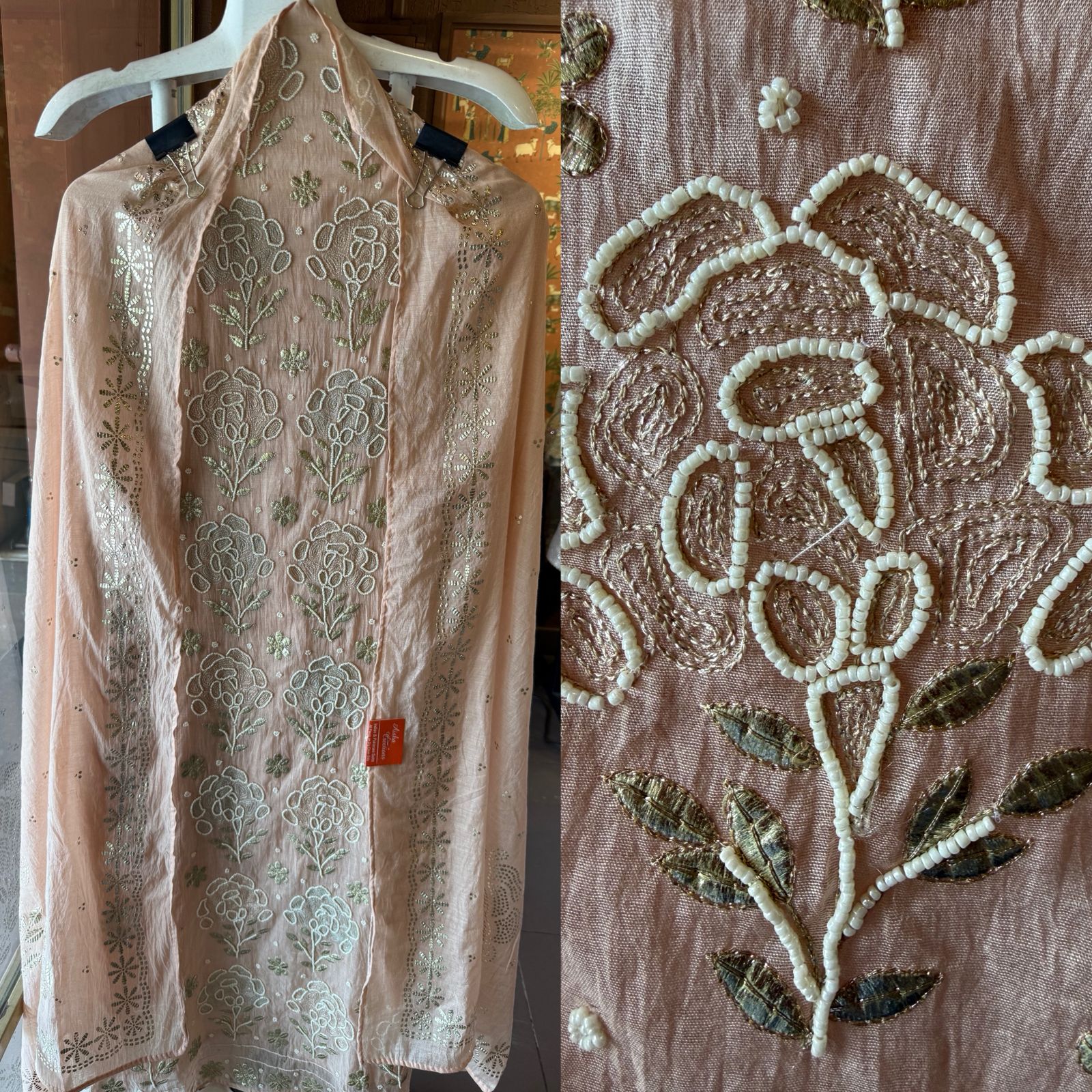 Intricate floral embroidery elegant suit set