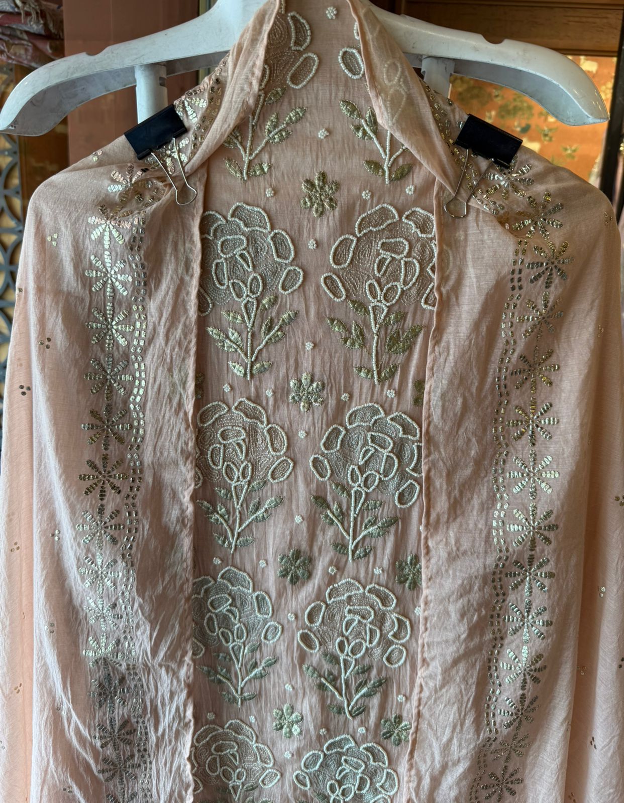 Intricate floral embroidery elegant suit set