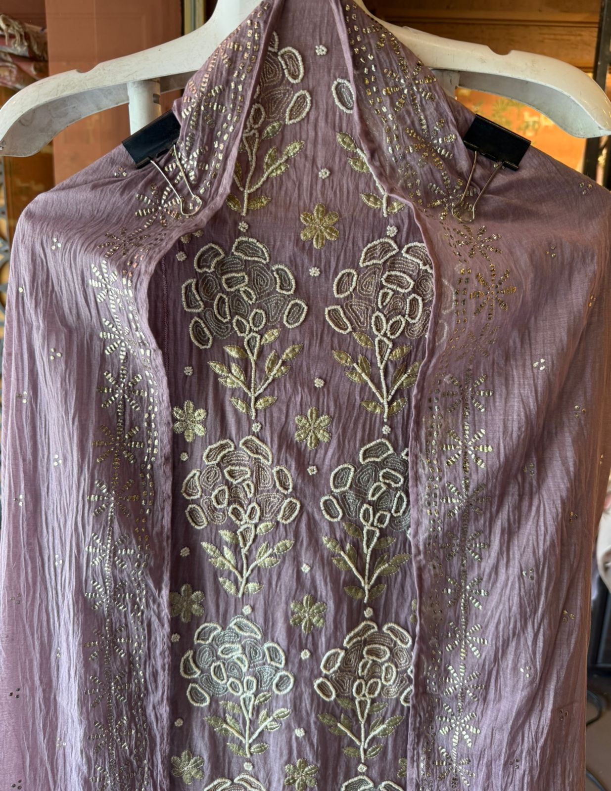 Intricate floral embroidery elegant suit set