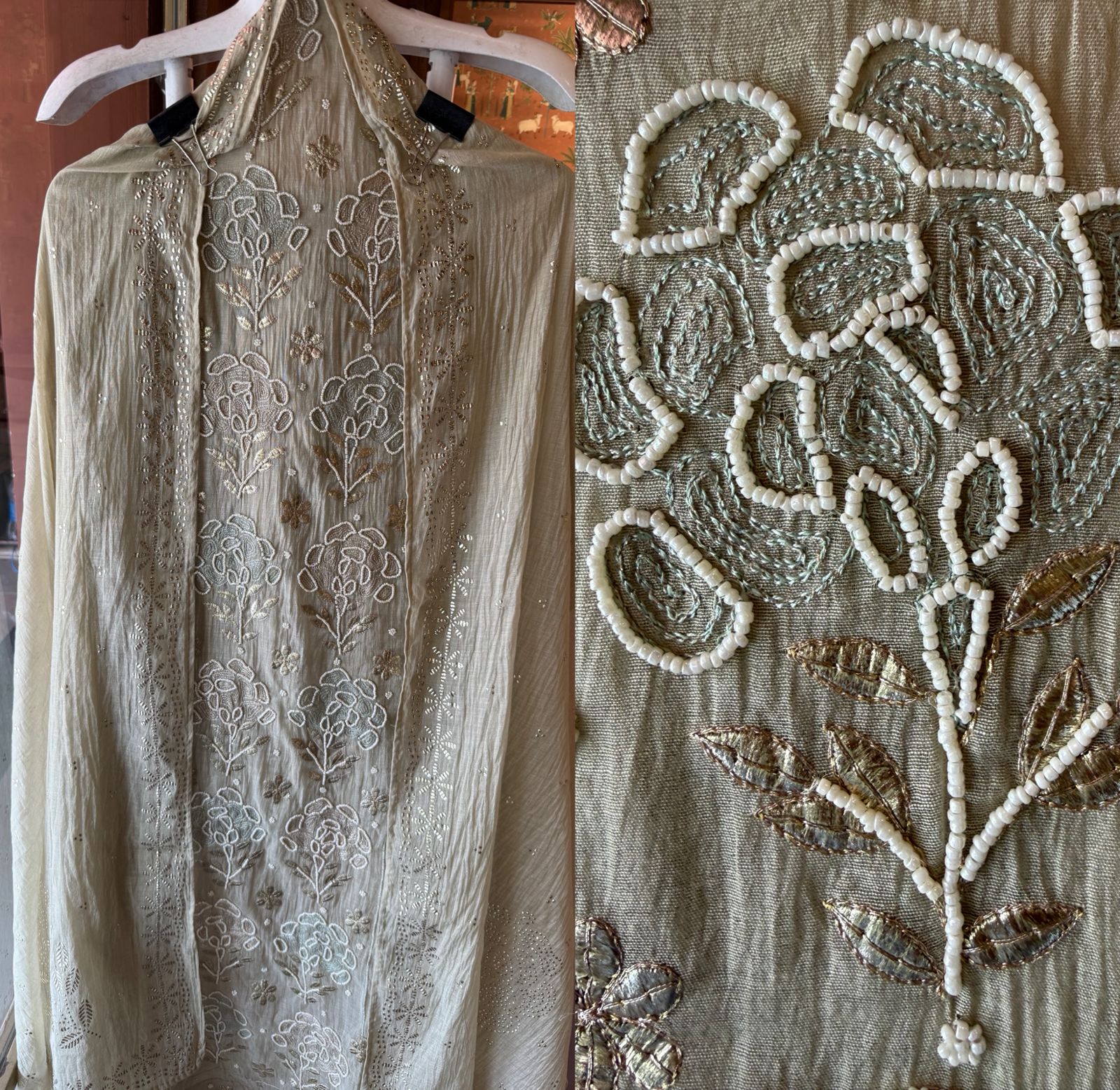 Intricate floral embroidery elegant suit set