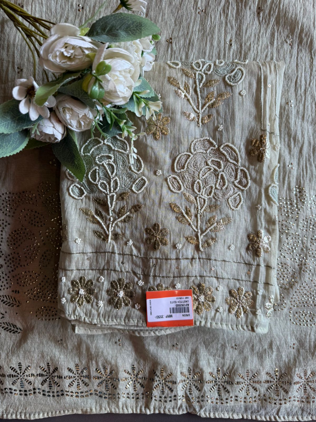 Intricate floral embroidery elegant suit set