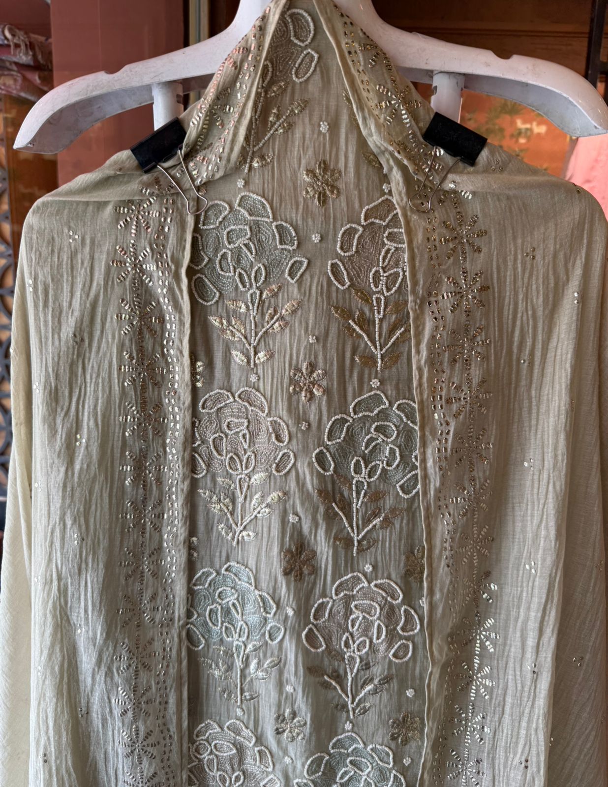 Intricate floral embroidery elegant suit set