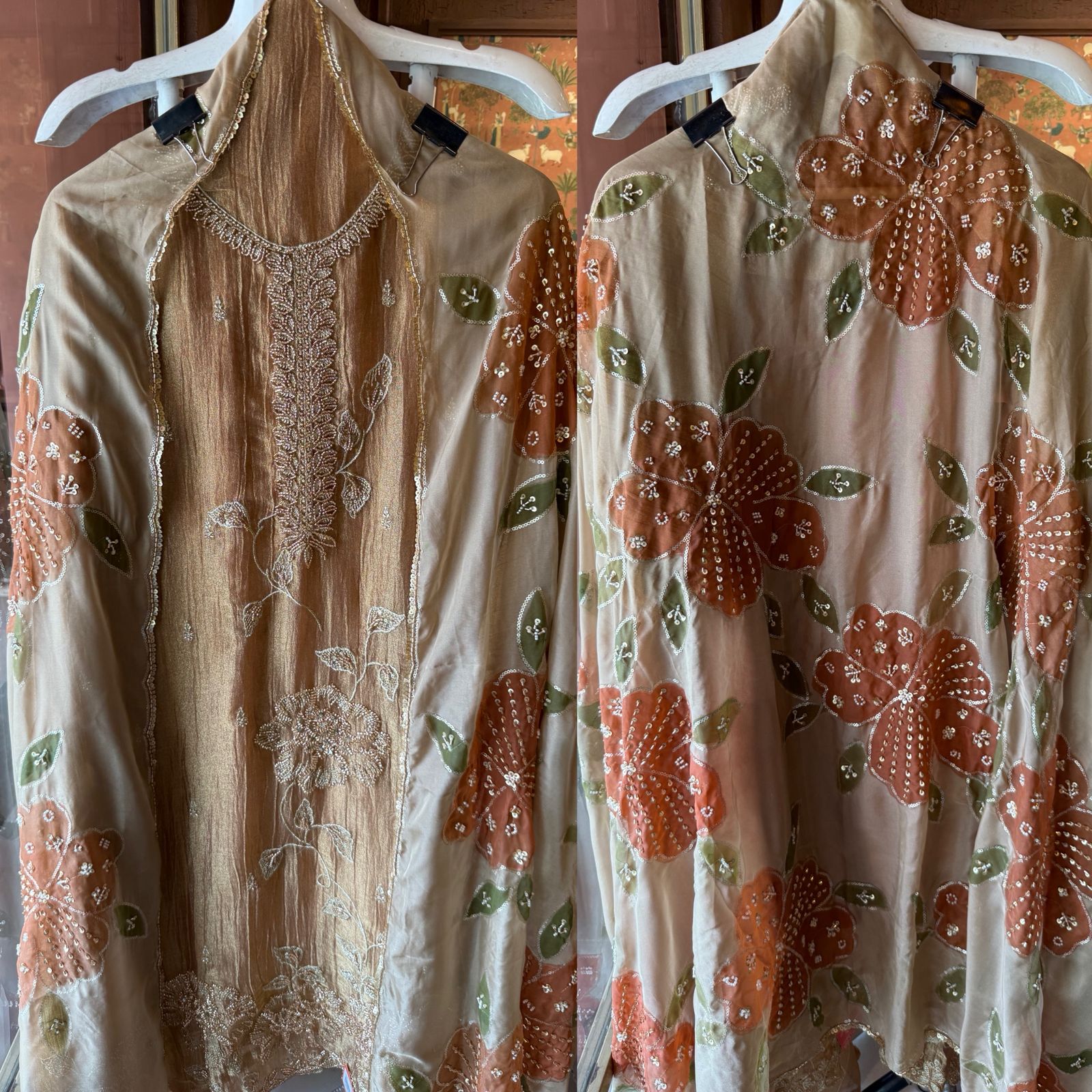 Floral Handwork unstitched Suit Set