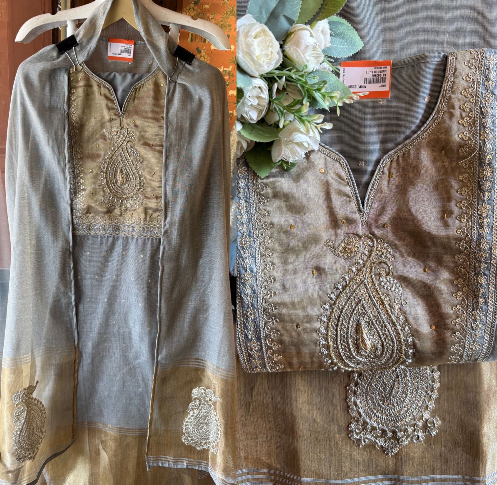 Mul cotton Chanderi Kurta Set