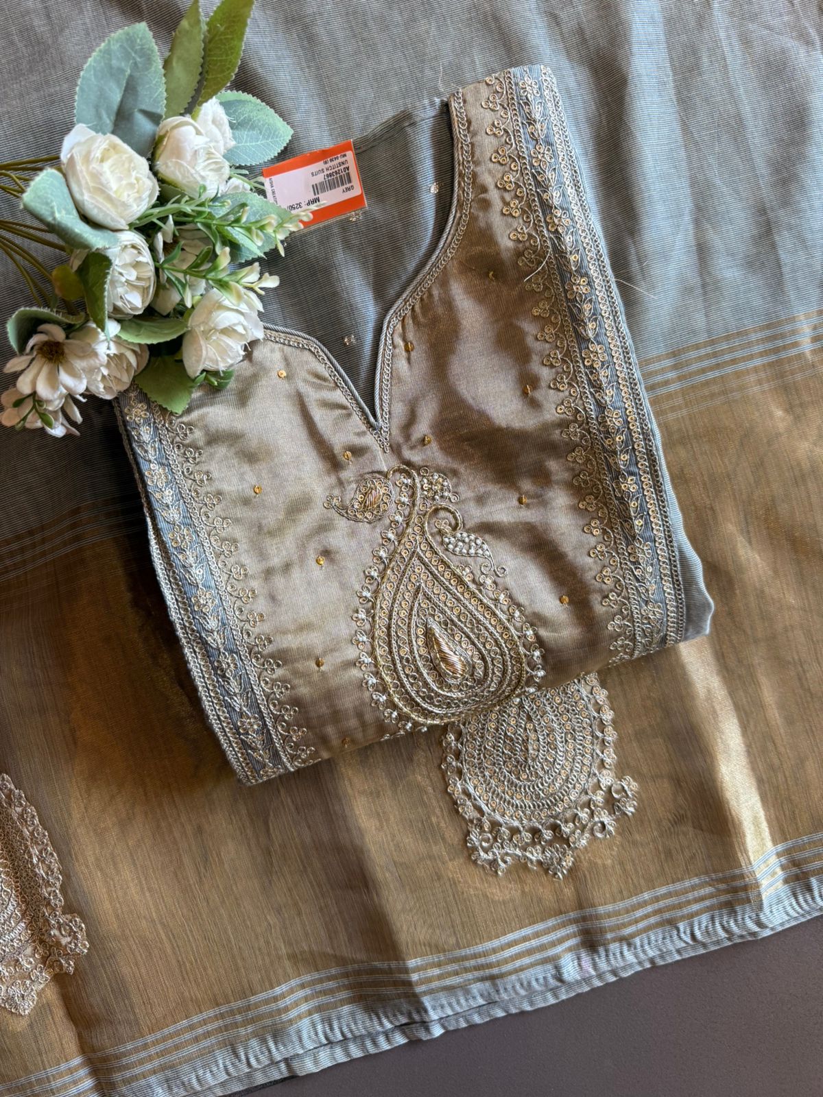 Mul cotton Chanderi Kurta Set