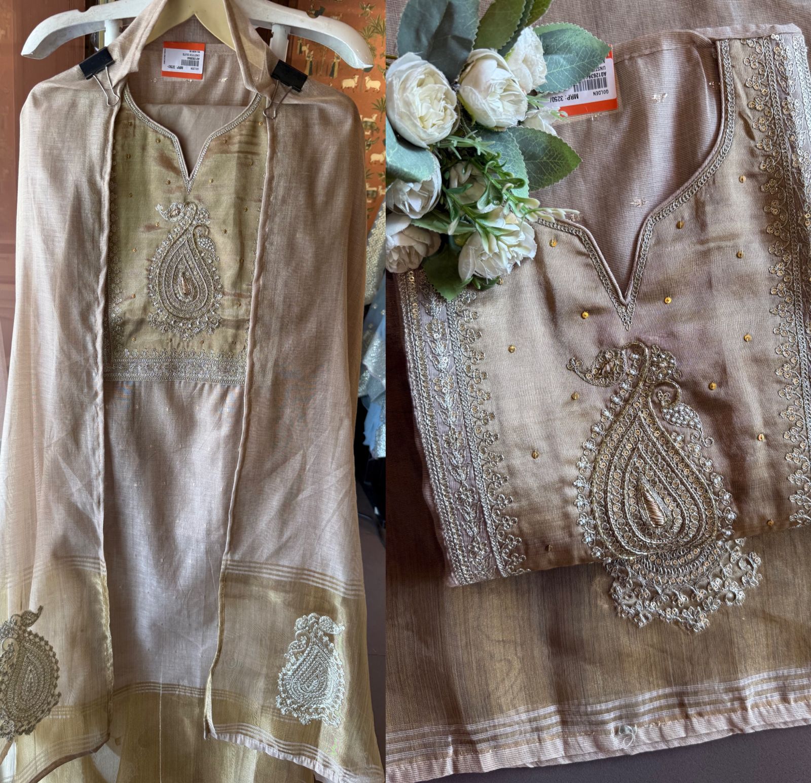 Mul cotton Chanderi Kurta Set