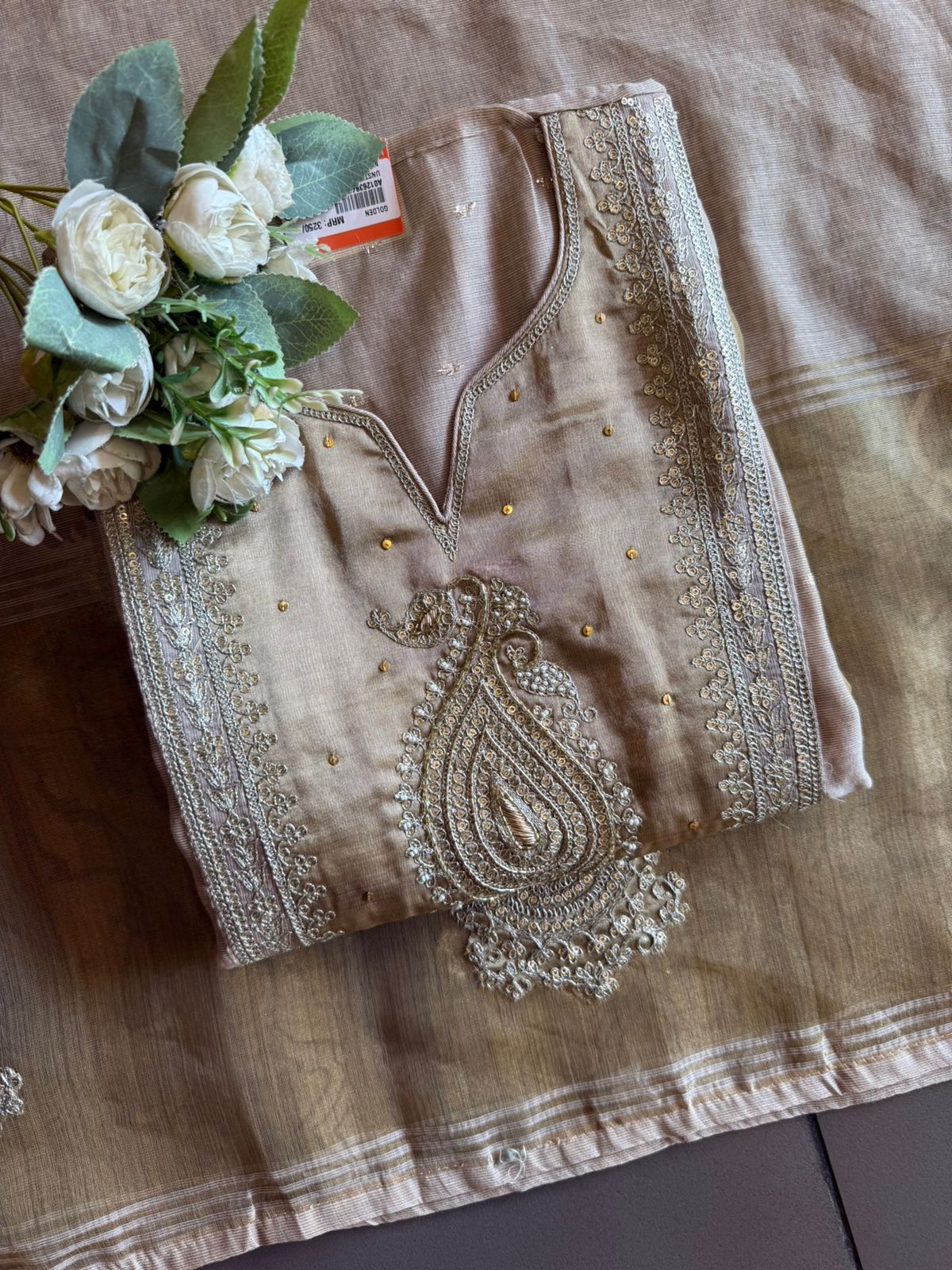 Mul cotton Chanderi Kurta Set