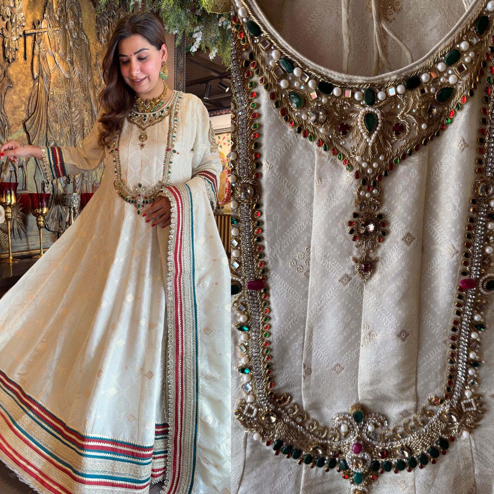 Ivory Luxury Embellished Anarkali set