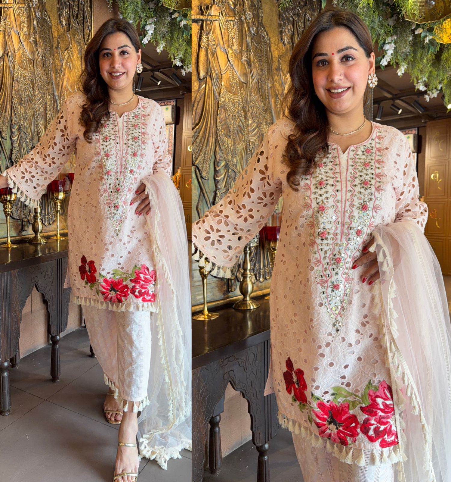 Hakuba cotton Schiffli Embroidered 3 Piece