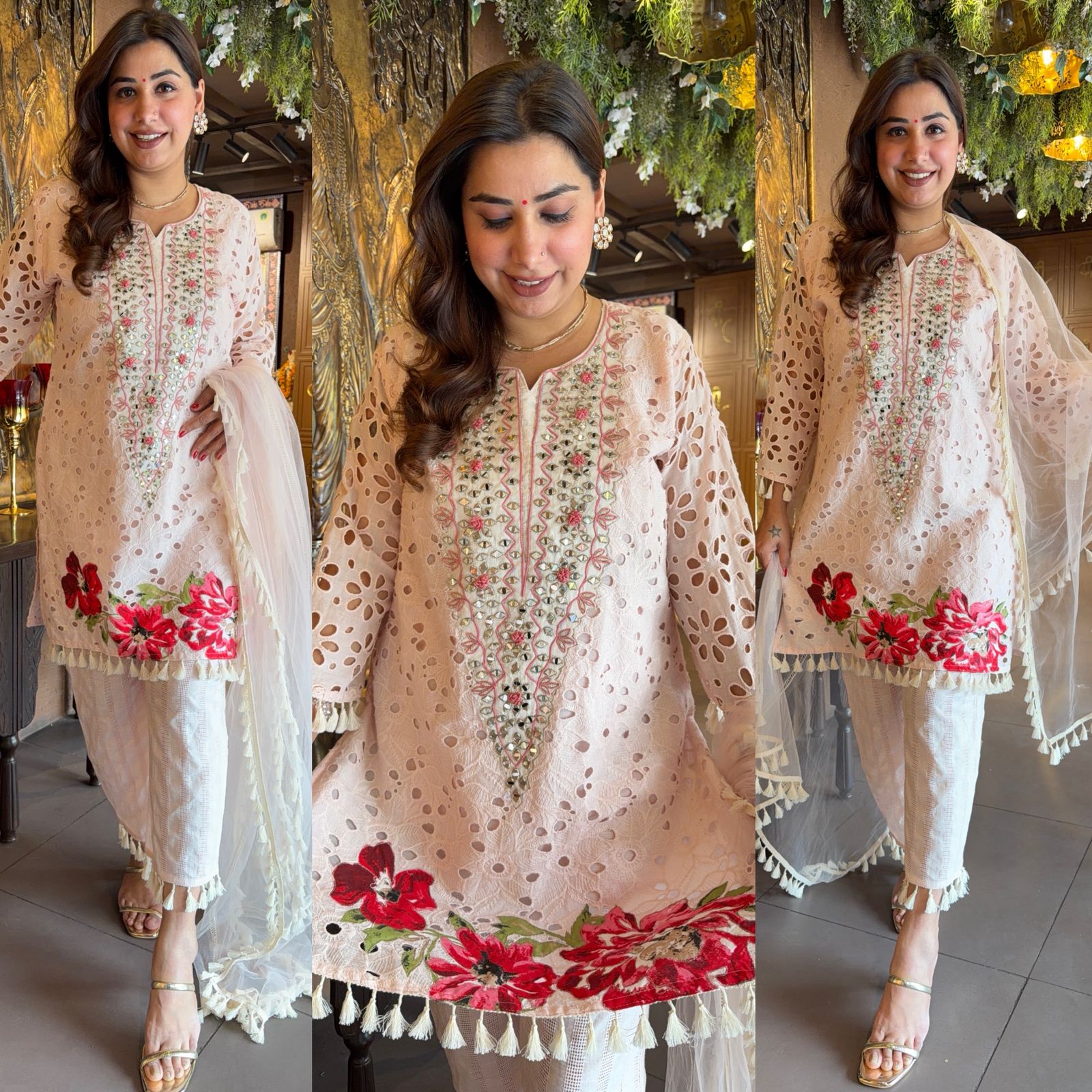 Hakuba cotton Schiffli Embroidered 3 Piece