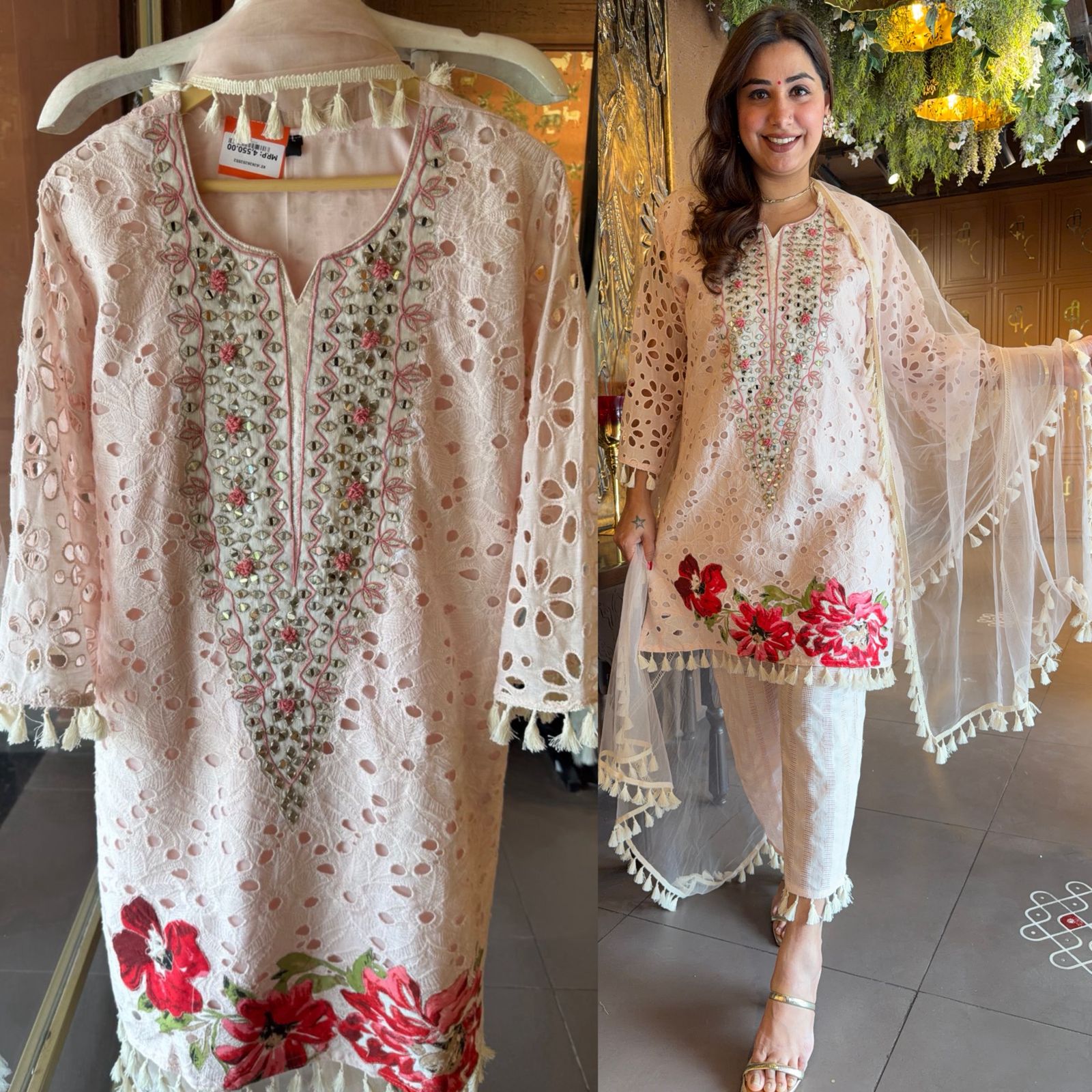 Hakuba cotton Schiffli Embroidered 3 Piece