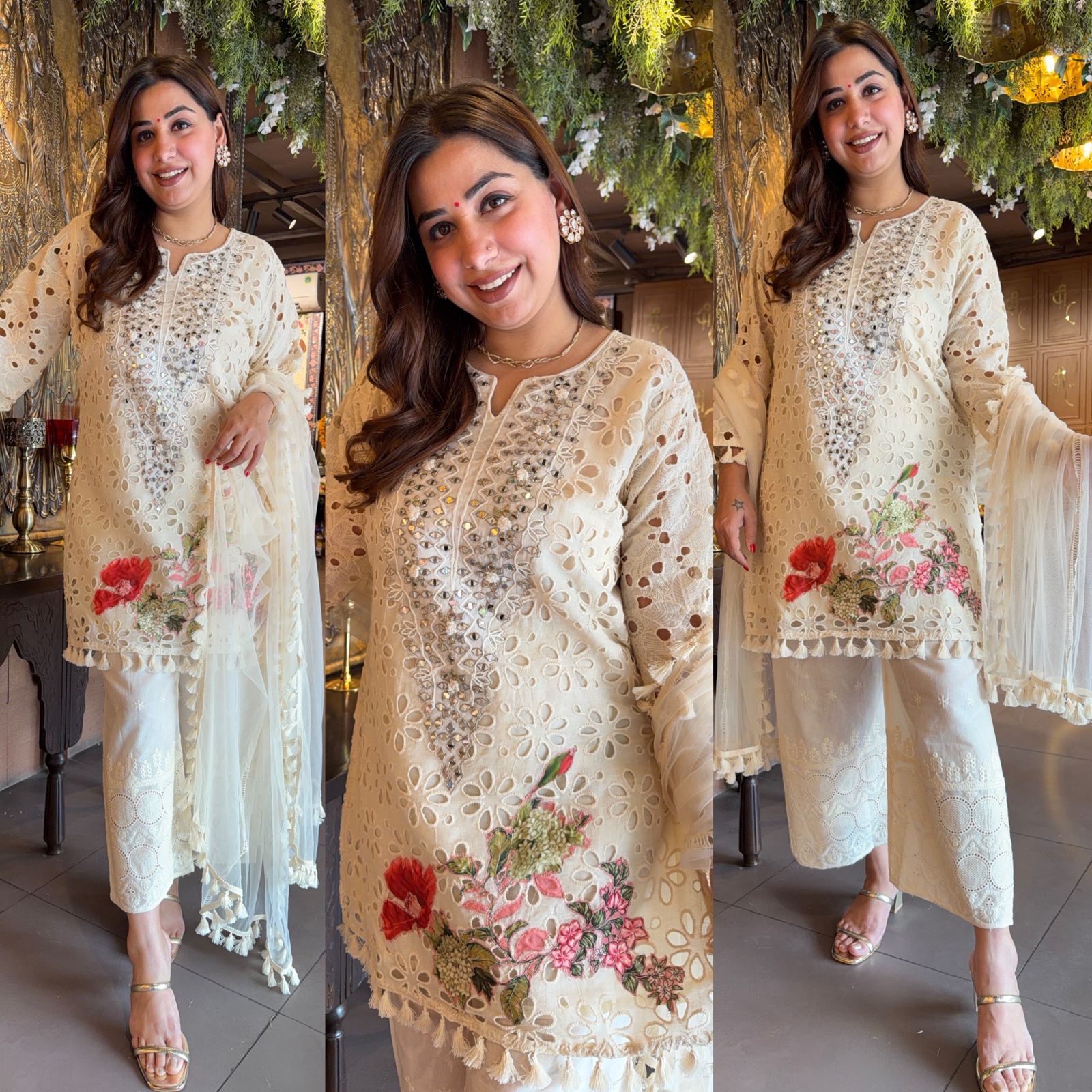 Hakuba cotton Schiffli Embroidered 3 Piece sets