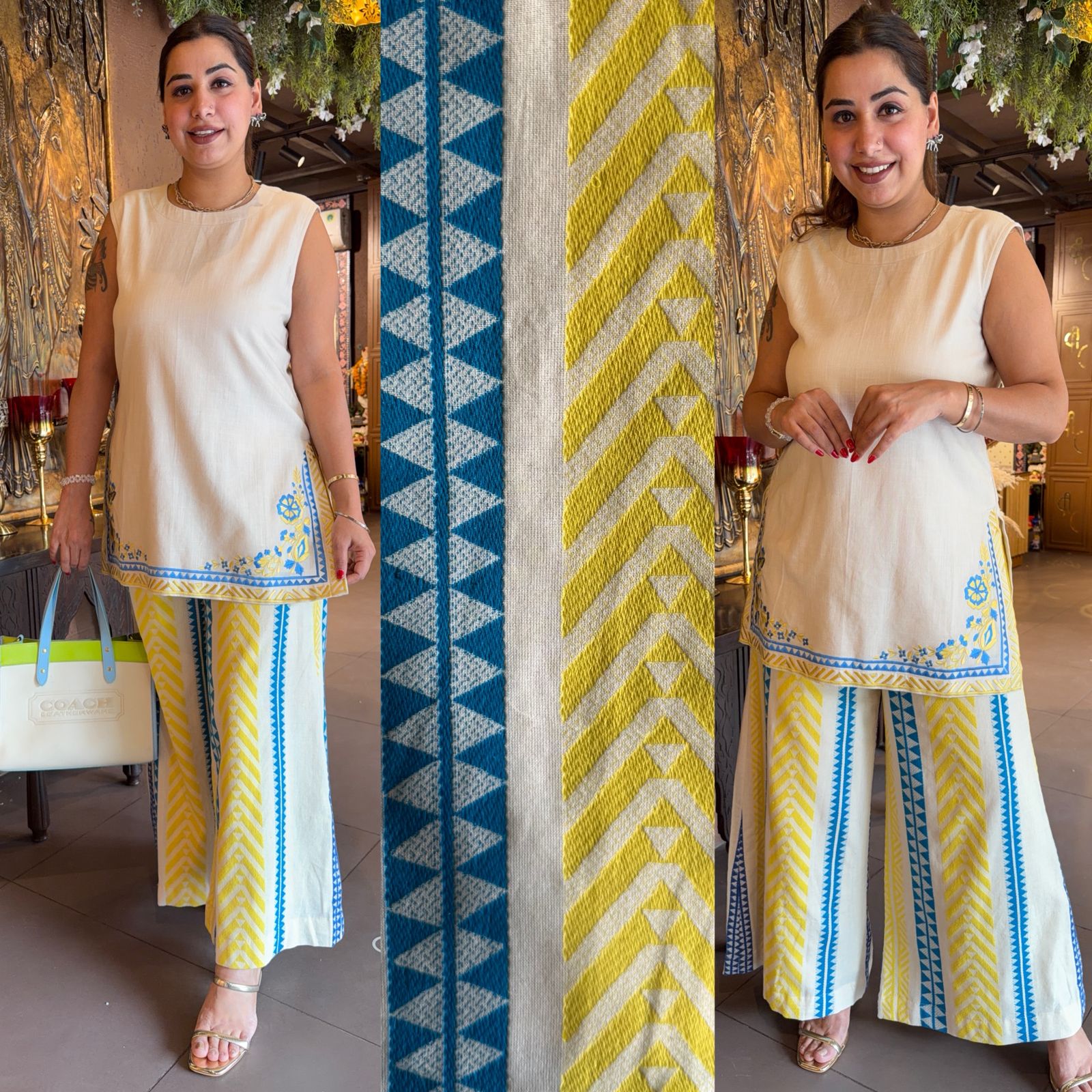 Ivory Geometric Woven Co-ord Set