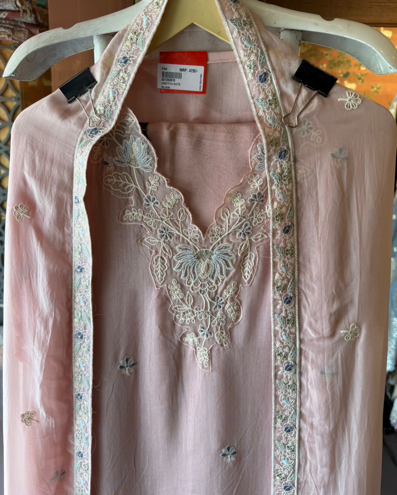 Pastel Floral Embroidered Suit Set