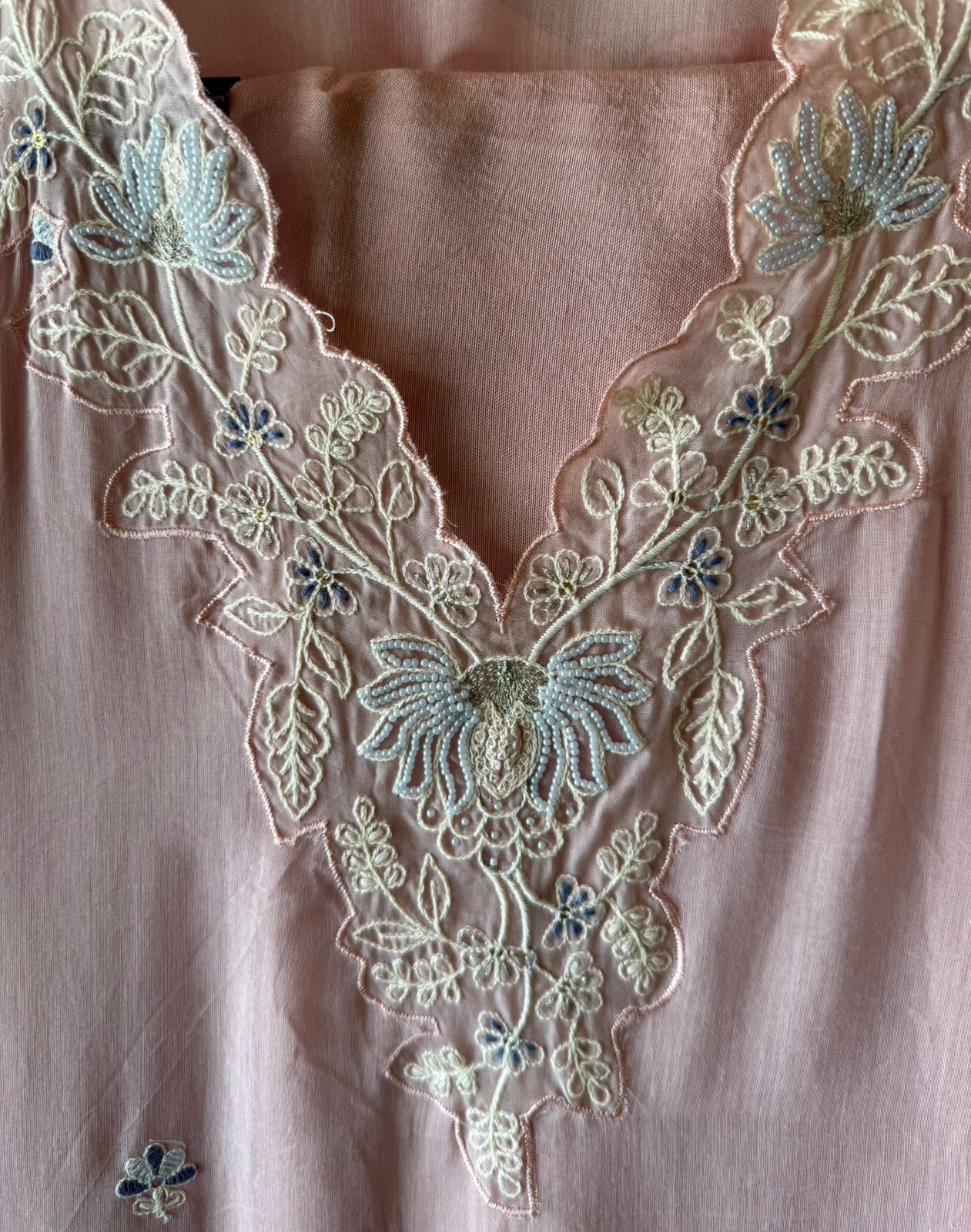 Pastel Floral Embroidered Suit Set