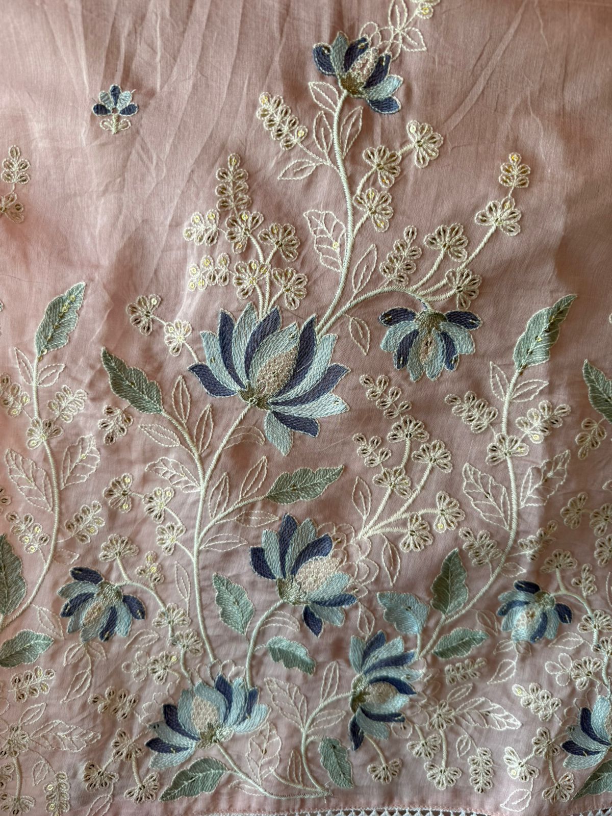 Pastel Floral Embroidered Suit Set