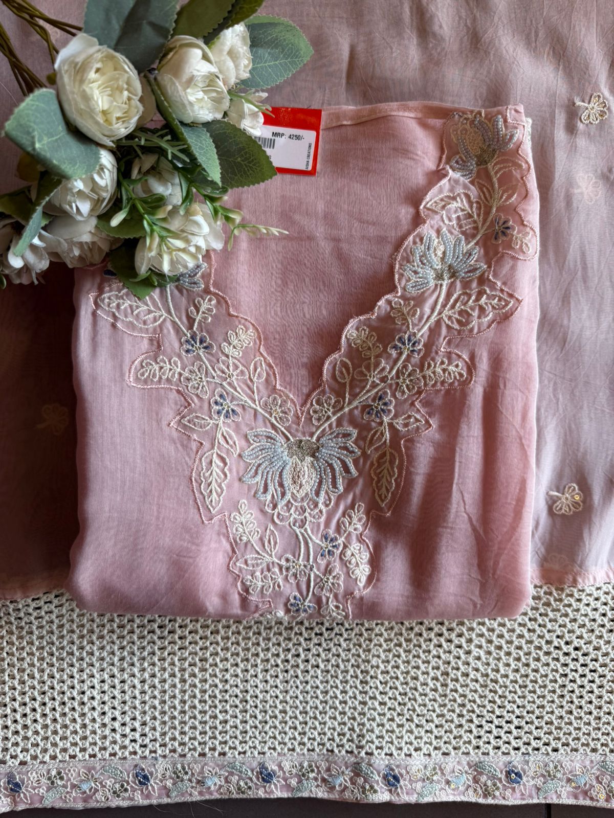 Pastel Floral Embroidered Suit Set