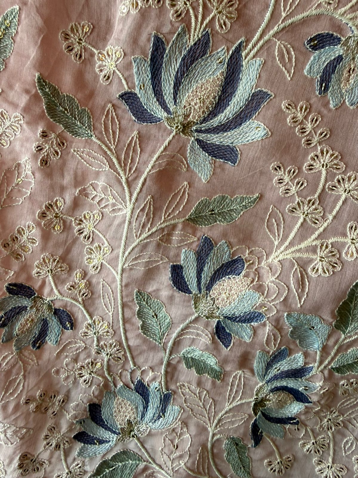 Pastel Floral Embroidered Suit Set