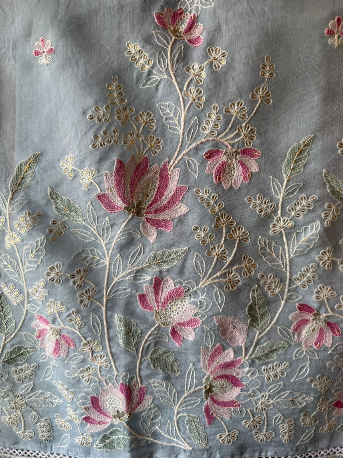 Pastel Floral Embroidered Suit Set