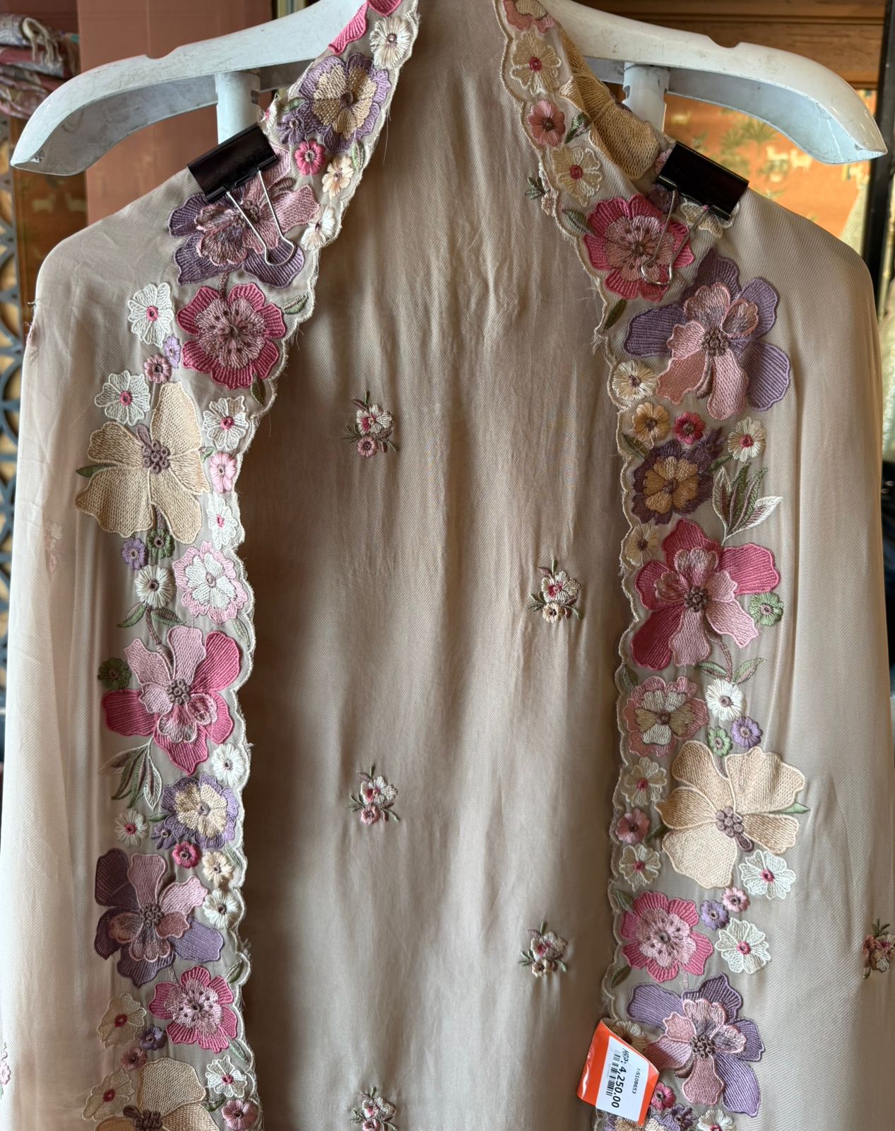 Floral embroidery in pastel hues timeless ensemble