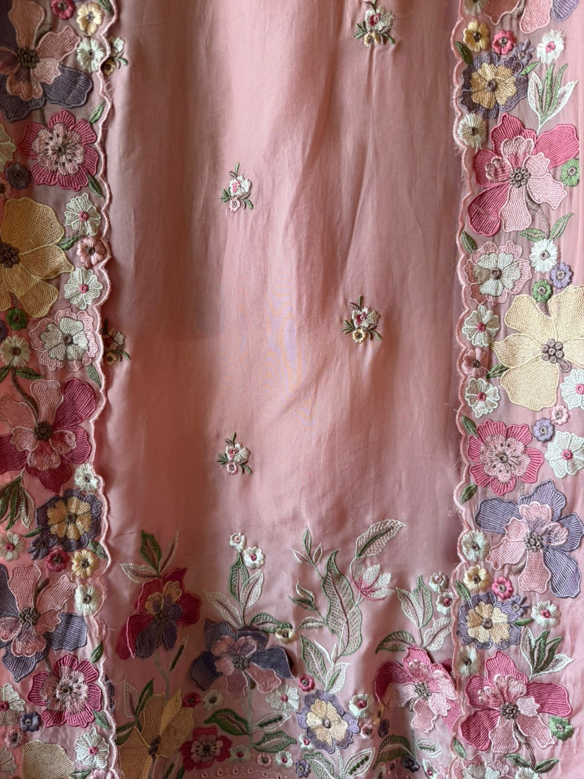 Floral embroidery in pastel hues timeless ensemble