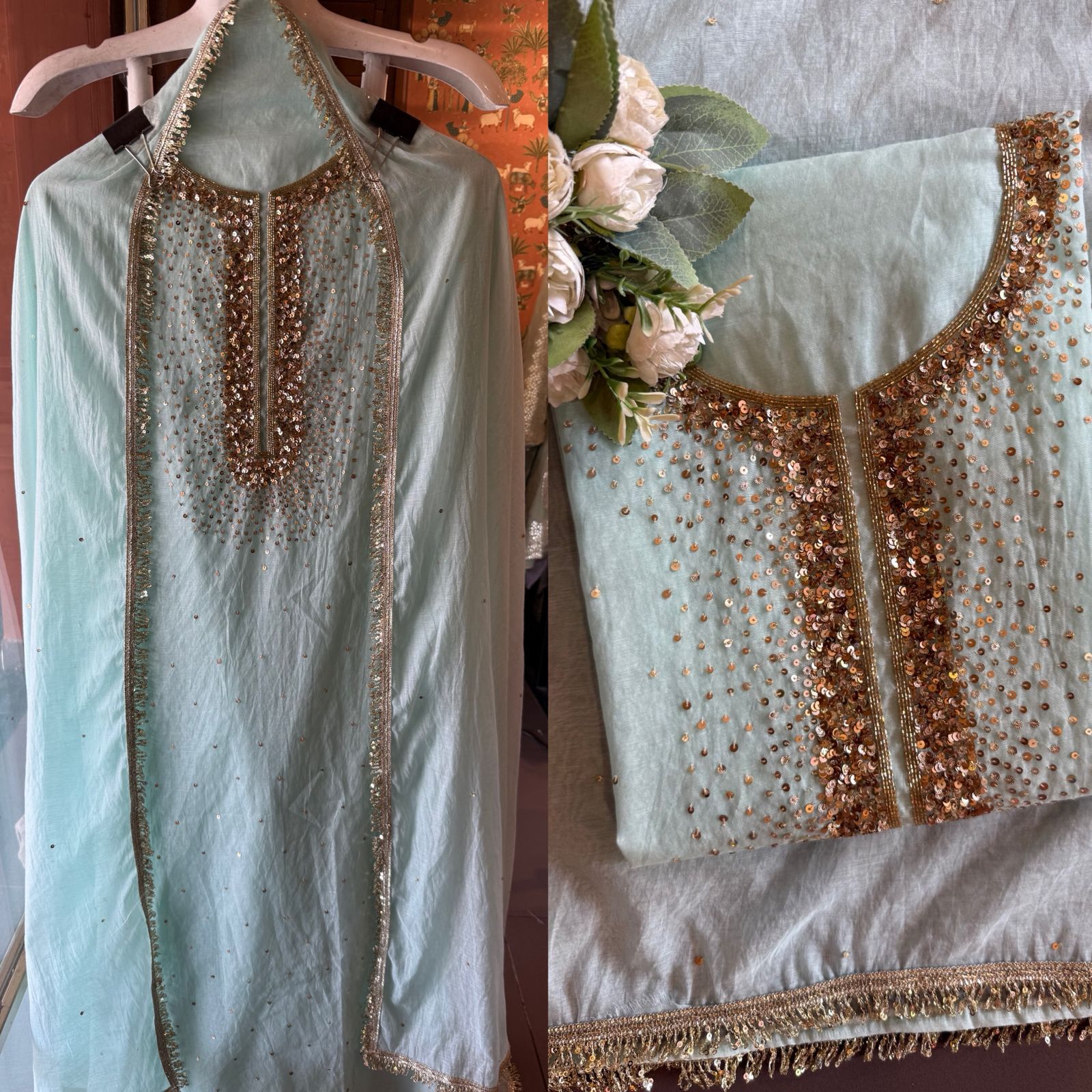Beautiful sequin embroidery suit piece