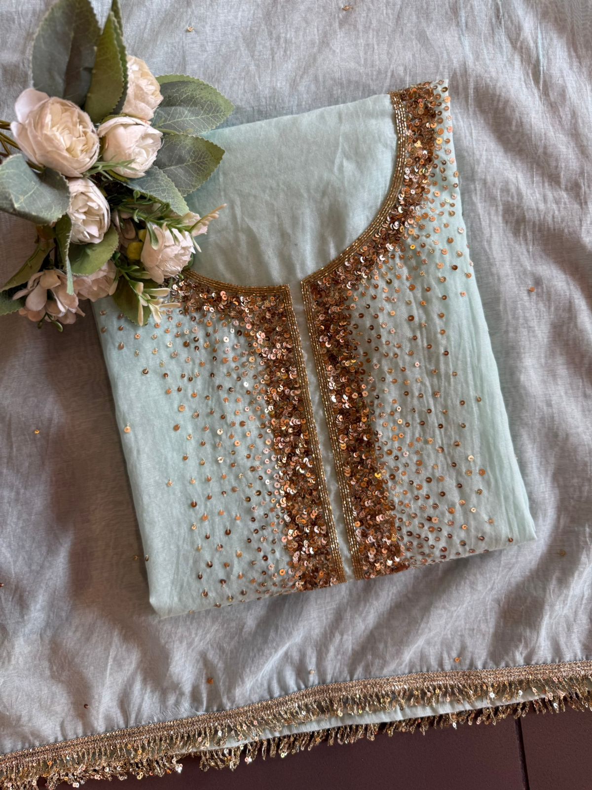 Beautiful sequin embroidery suit piece
