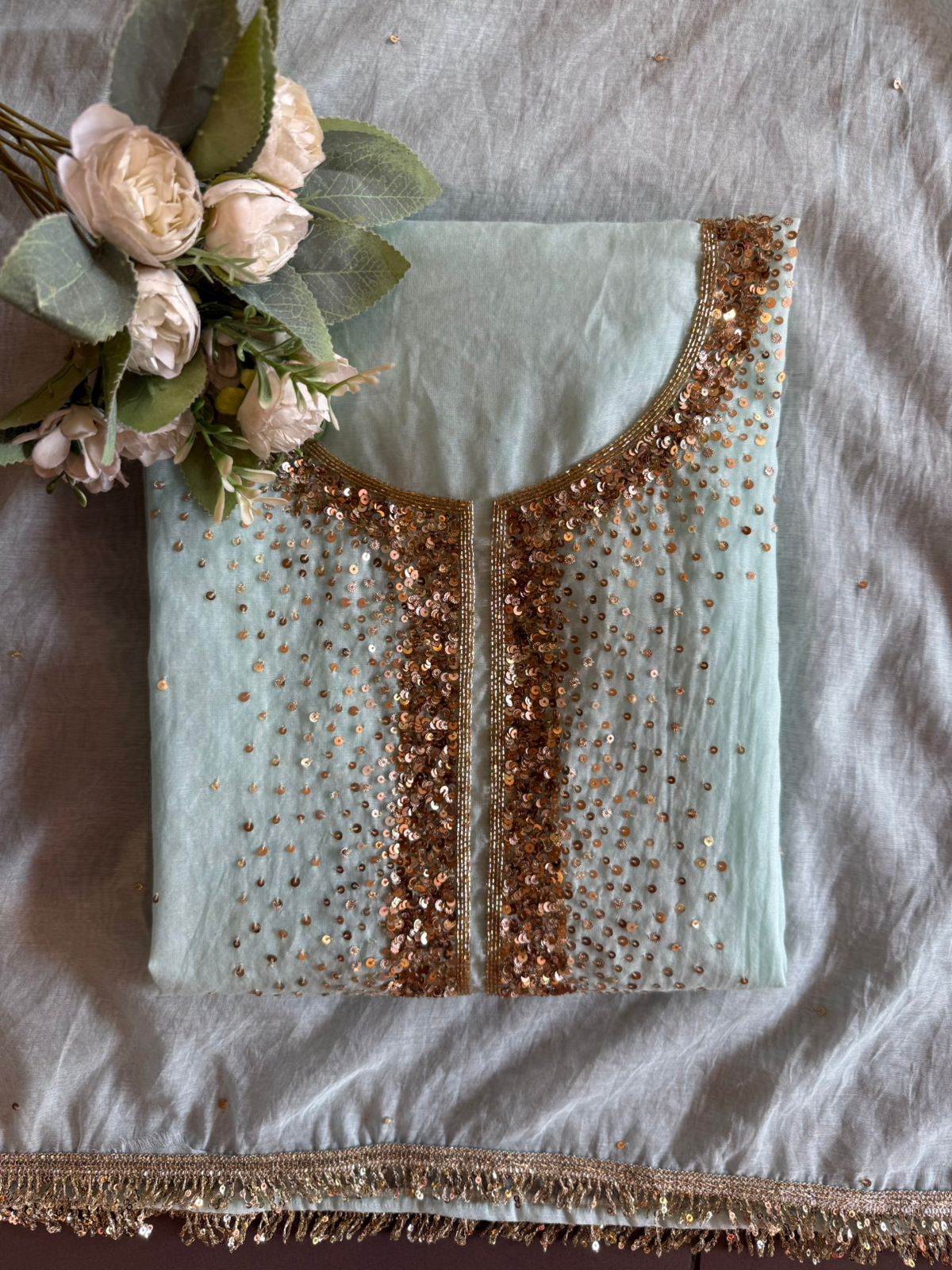 Beautiful sequin embroidery suit piece