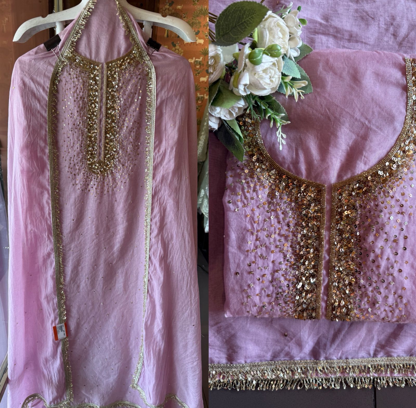 Beautiful sequin embroidery suit piece