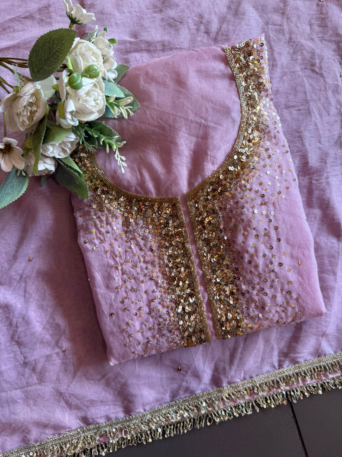 Beautiful sequin embroidery suit piece