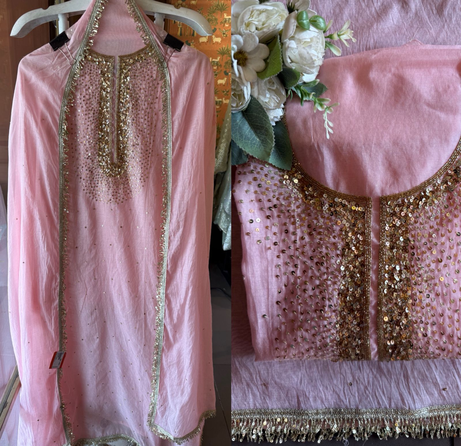 Beautiful sequin embroidery suit piece