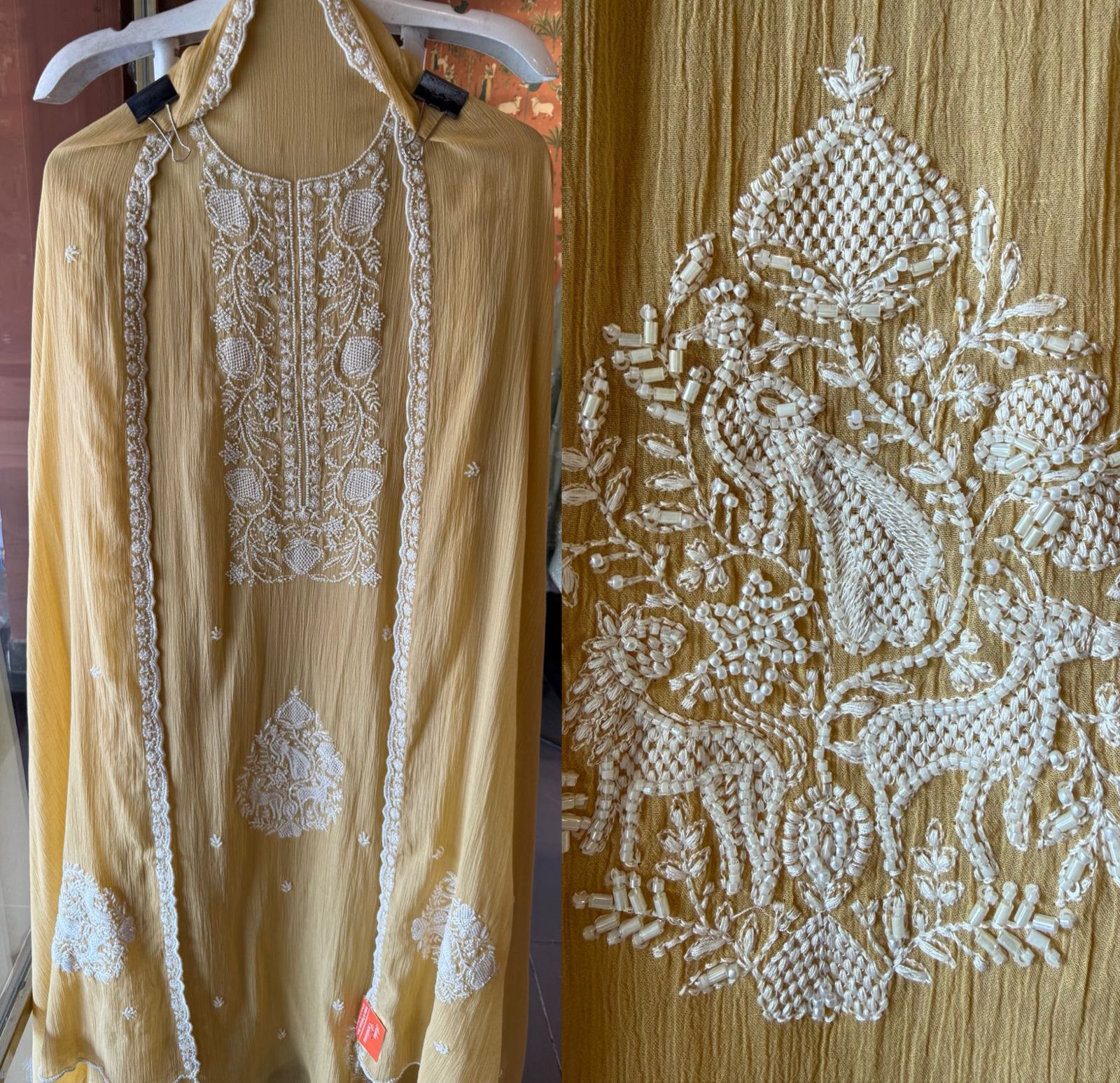 White thread and Nalki embroidery stunning suit set